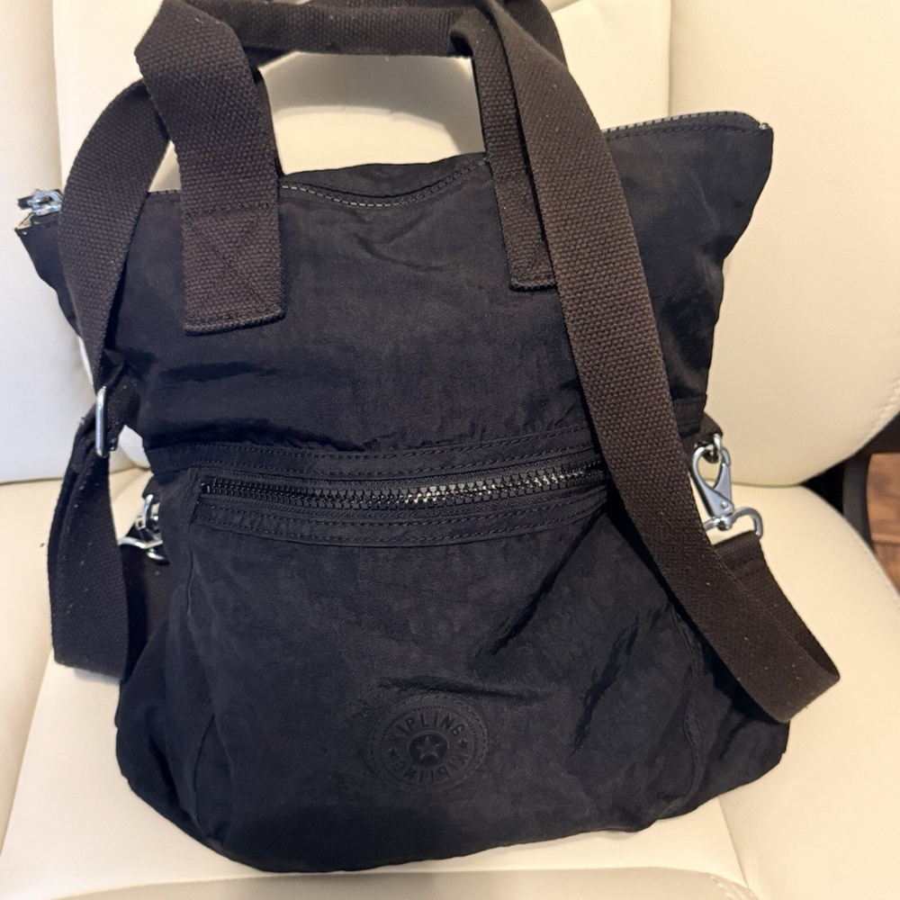 Kipling Eleva Black Convertible Nylon Crossbody Shoulder Bag Sage